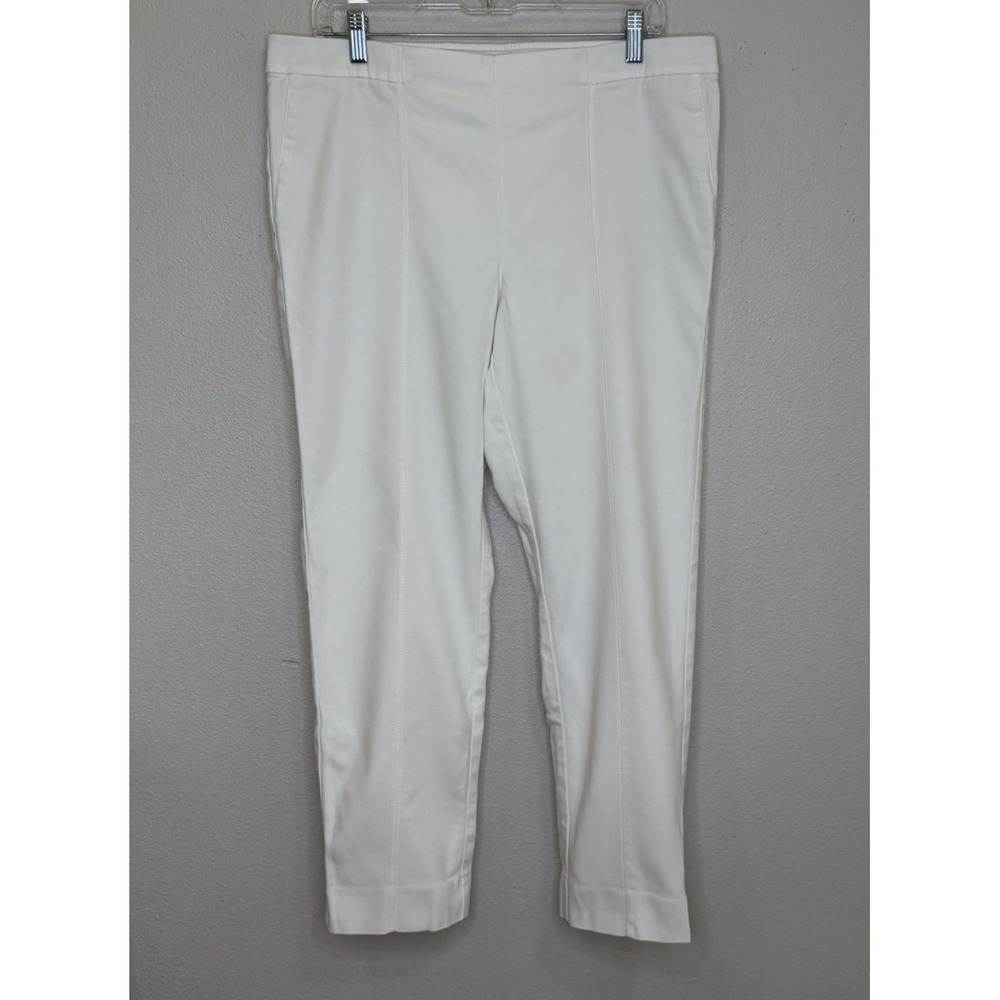 J.Jill Essential Slim Ankle Pants Womens Size 14 White Pull On Elastic Waist